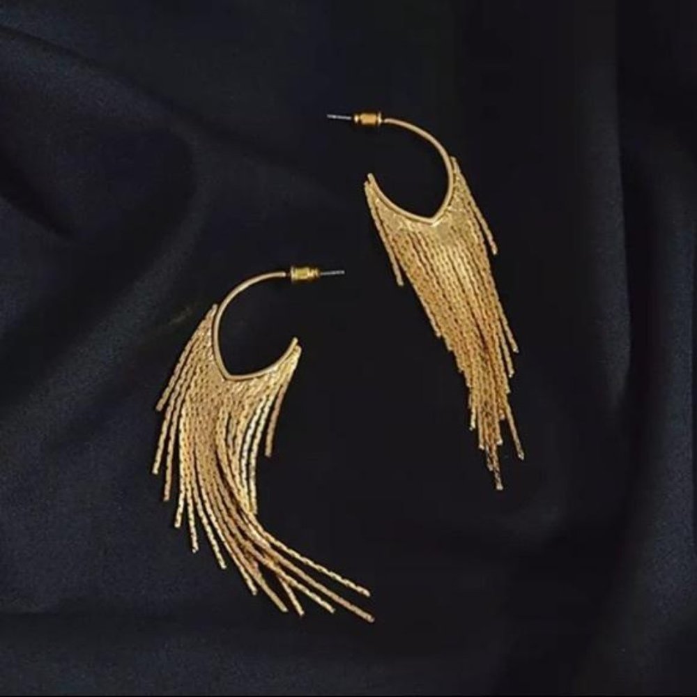 18K gold plated tassel dangle earrings, beautiful Earrings, cute Earrings - Picture 2 of 5